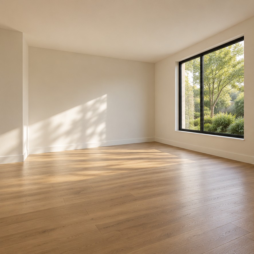 Empty living room before virtual staging